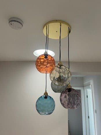 Coloured glass pendant light cluster